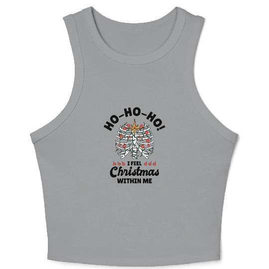 Christmas Holiday Skeleton Rib Cage Radiology Crop Tank Top