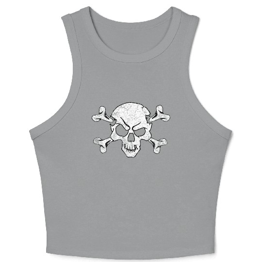 Grunge Pirate Skull And Crossbones Crop Tank Top