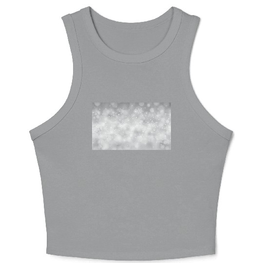 Grey Bokeh Christmas Snowflakes Crop Tank Top
