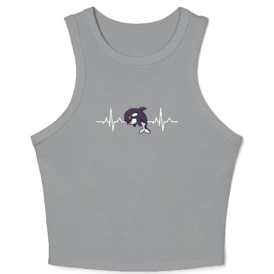 Killerwhale Predator Animal Gift Heartbeat Orca Crop Tank Top