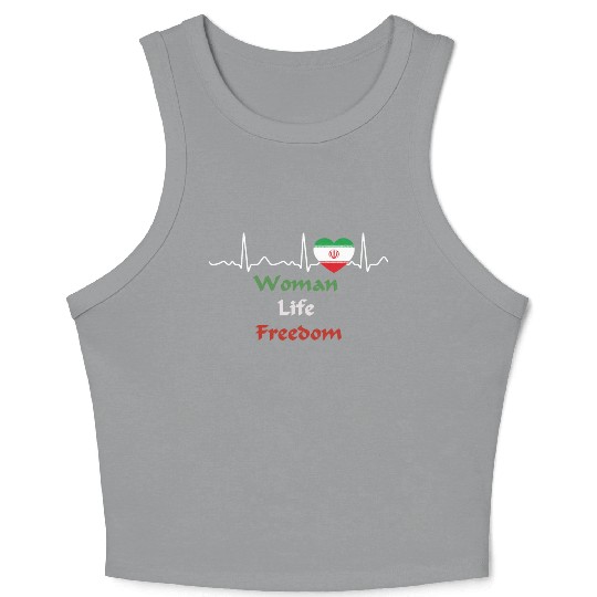 Iran - heartbeat, heart line, woman, life, freedom Crop Tank Top