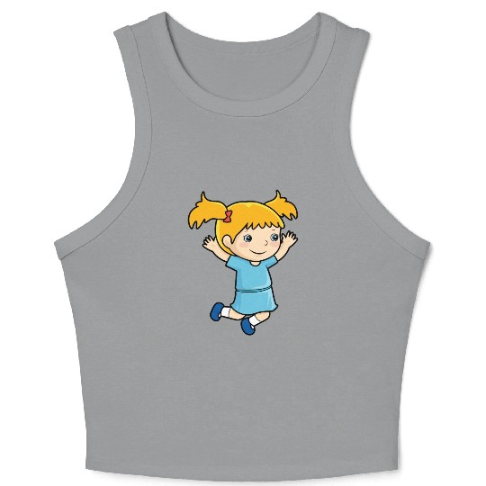 Girl jumps school enrollment joy kindergarten Crop Tank Top