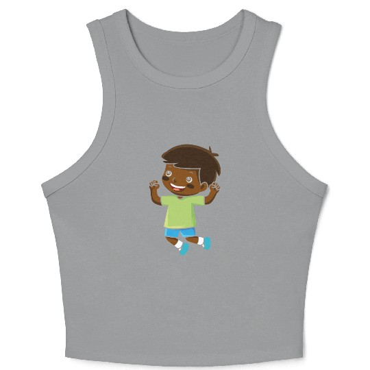 boy jumps school enrollment joy kindergarten boys Crop Tank Top