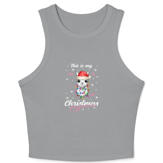 Winter Christmas Pyjama Llama Crop Tank Top