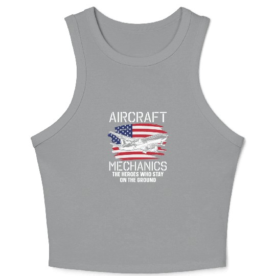 Aircraft Mechanic Us Flag Crop Tank Top