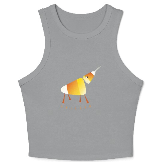 UNICORN Funny Candy Corn Halloween Crop Tank Top