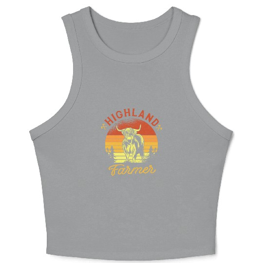 Highland Cow Farmer Grass Puppy Cow Whisperer Crop Tank Top