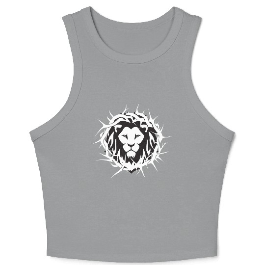 Lion of Judah With A Crown of Thorns Christian Crop Tank Top
