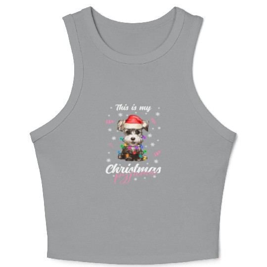 Winter Christmas Pyjama Miniature Schnauzer Crop Tank Top