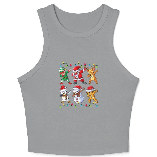 Dabbing Santa Elf Friends Christmas Crop Tank Top