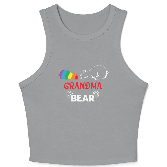 LBGT Flag Gay Pride Human Grandma Bear Crop Tank Top
