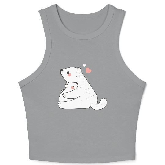 Cute Mama and Baby Bear Cub Hugging Mothers Day Crop Tank Top