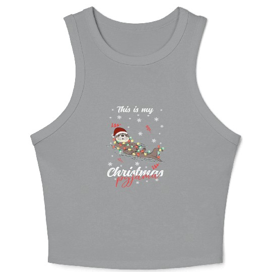 Winter Christmas Pyjama Otter Crop Tank Top