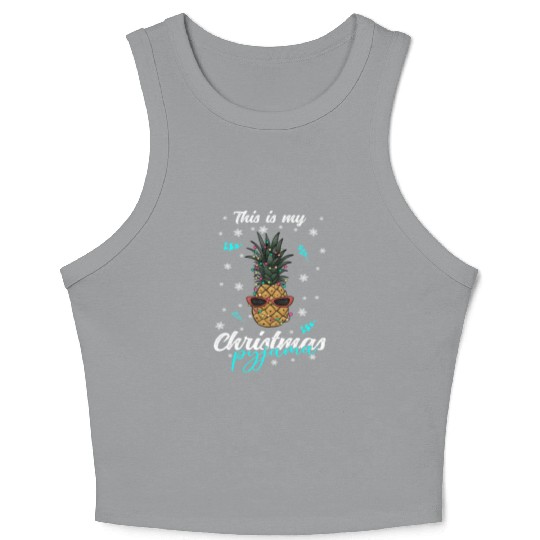 Winter Christmas Pyjama Pineapple Crop Tank Top