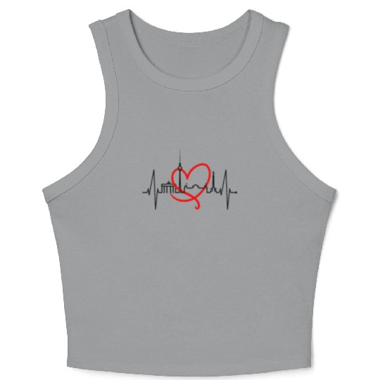 Berlin Skyline Heartbeat Germany Fan I Love Berlin Crop Tank Top