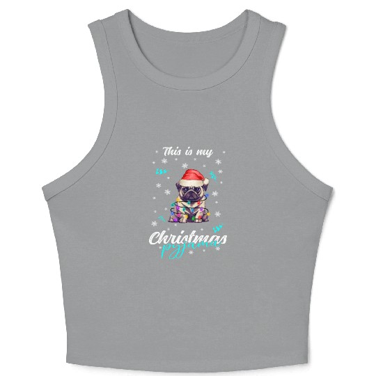 Winter Christmas Pyjama Pug Crop Tank Top