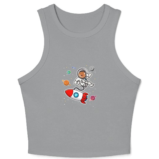 capybara astronaut in space Funny Rodent Lover Pun Crop Tank Top