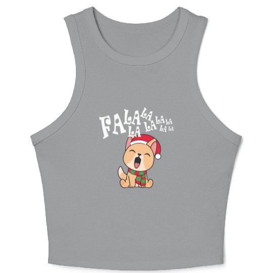 Cute Christmas Dog Singing Fa la la la Song Crop Tank Top