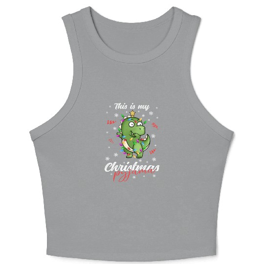 Winter Christmas Pyjama Dinosaur Trex Crop Tank Top