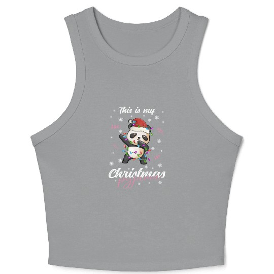 Winter Christmas Pyjama Panda Crop Tank Top