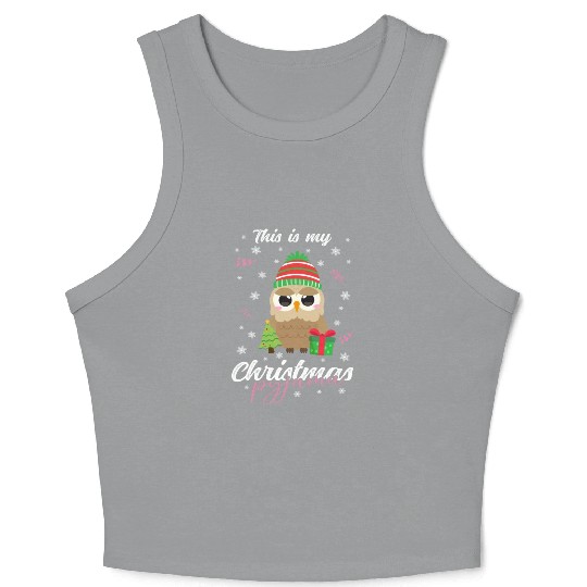 Winter Christmas Pyjama Owl Crop Tank Top