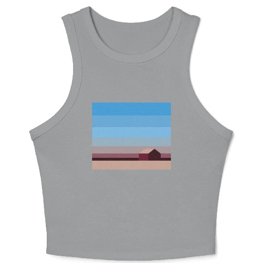 Sunset House Minimalist Abstract Art Landscape Crop Tank Top