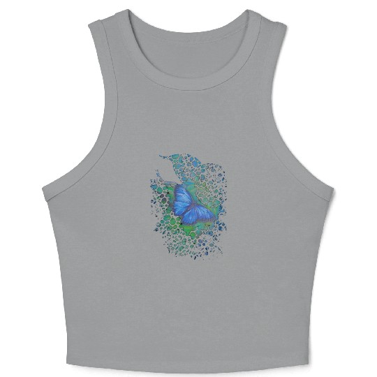Royal blue monarch butterfly retro 70's animal Crop Tank Top