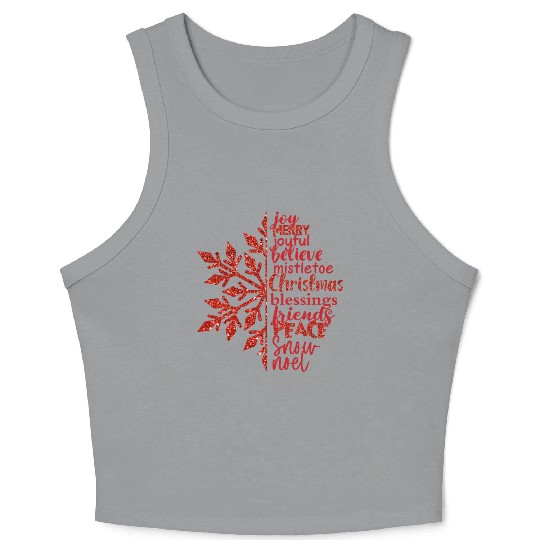 CHRISTMAS SNOWFLAKE RED LIGHT INSPIRATIONAL WORDS Crop Tank Top