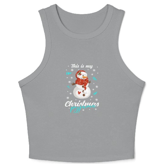 Winter Christmas Pyjama Snowman Crop Tank Top