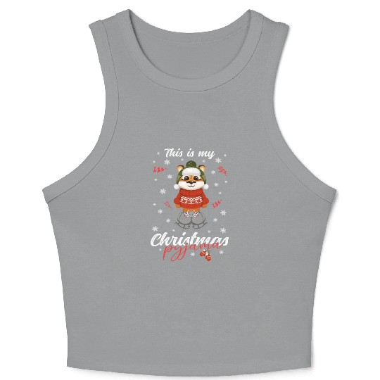 Winter Christmas Pyjama Tiger Crop Tank Top