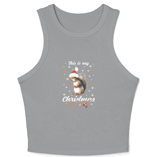 Winter Christmas Pyjama Squirrel Crop Tank Top