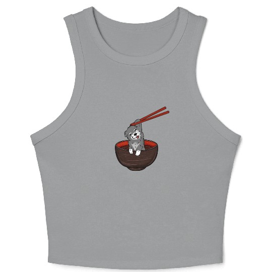 Schnauzer Dipping Noodles Crop Tank Top
