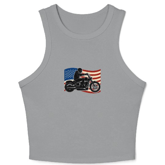 Silhouette of a person riding a motorcycle with Crop Tank Top