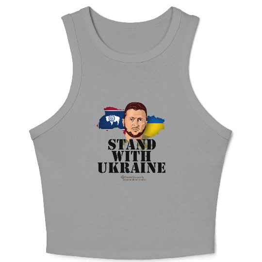 Ukraine Wyoming Flags Zelensky Crop Tank Top