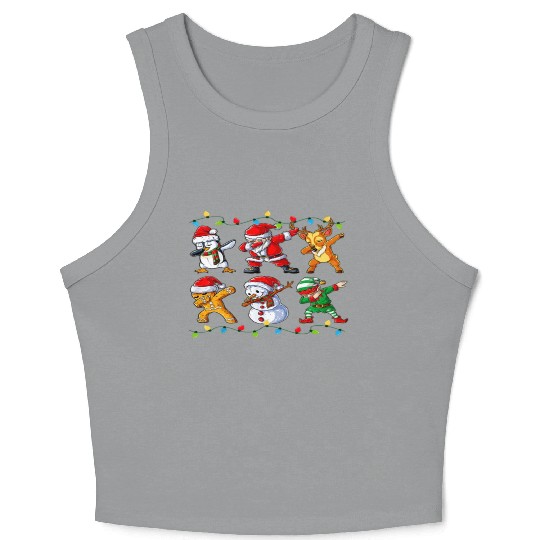Dabbing Santa Elf Friends Christmas Boys Girls Men Crop Tank Top