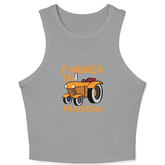 Funny Tractor Boy Farmer In Training Crop Tank Top