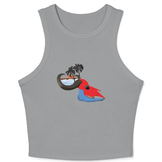 buffalo skull colorful Crop Tank Top