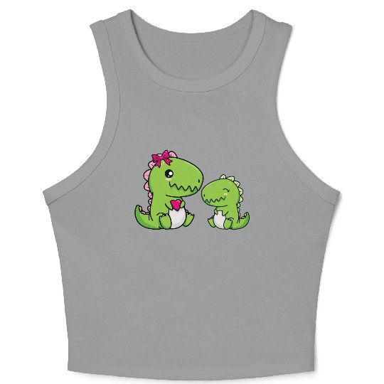 Big sister brother dino siblings boy girl heart Crop Tank Top