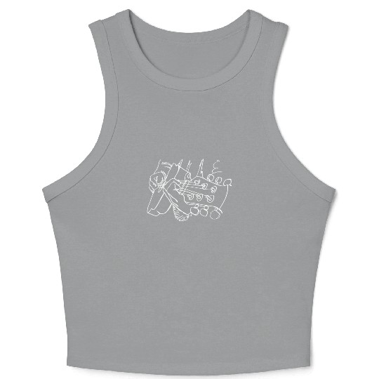 Guitar Oneline Art - Acoustic Guitar Guitar Player Crop Tank Top