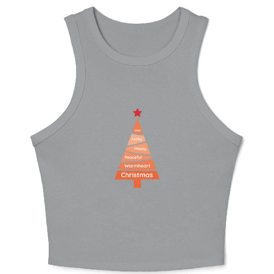 Minimalist Tiger Orange Christmas Pine Wish Crop Tank Top