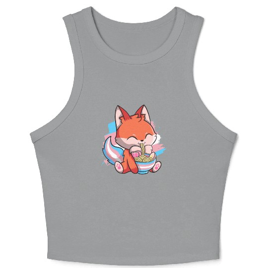 Transgender Pride Kawaii Fox Ramen Noodles Trans F Crop Tank Top
