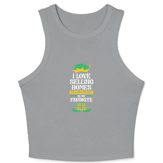 Real Estate Agent Christmas Elf Team I Love Crop Tank Top