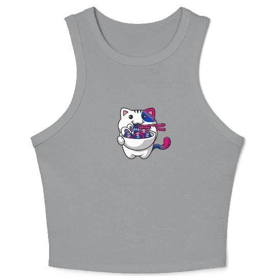 Bisexual Pride Bi Kawaii Cat Ramen Noodles Bisexua Crop Tank Top