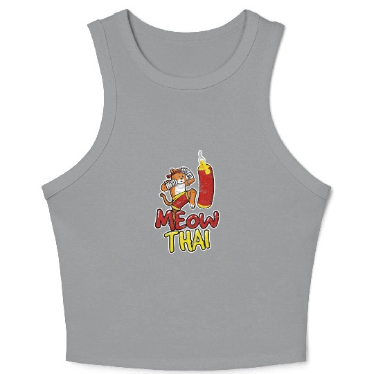 Muay Thai Cat Meow Thai Muay Thai Fighter Kickboxi Crop Tank Top