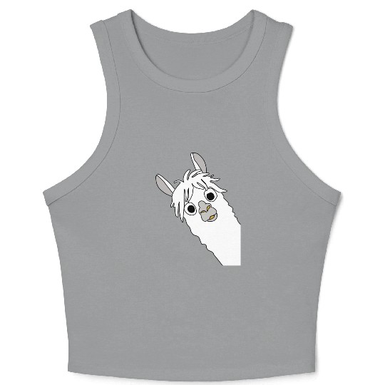 Laughing alpaca comic lama in white with big eyes Crop Tank Top