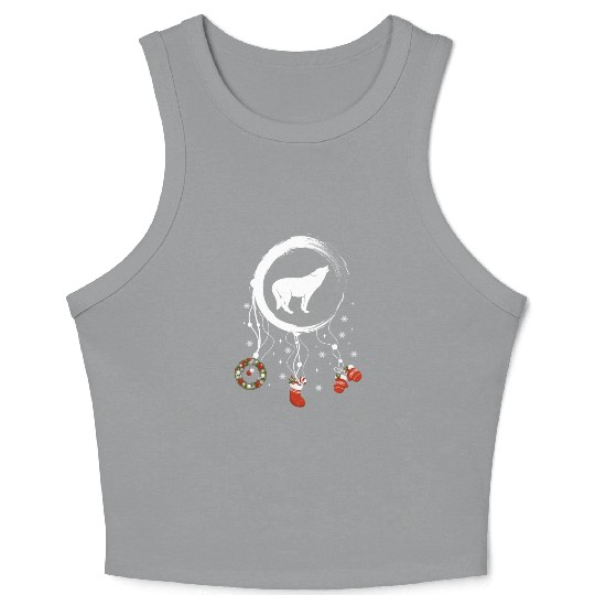 Winter dreamcatcher Christmas Wolf Crop Tank Top