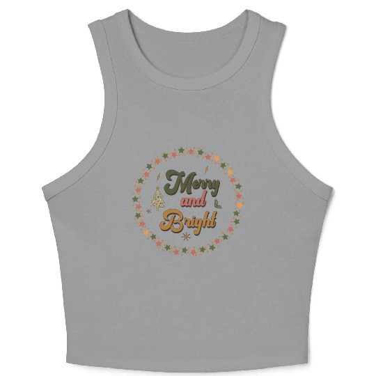 Merry And Bright Groovy Christmas Crop Tank Top