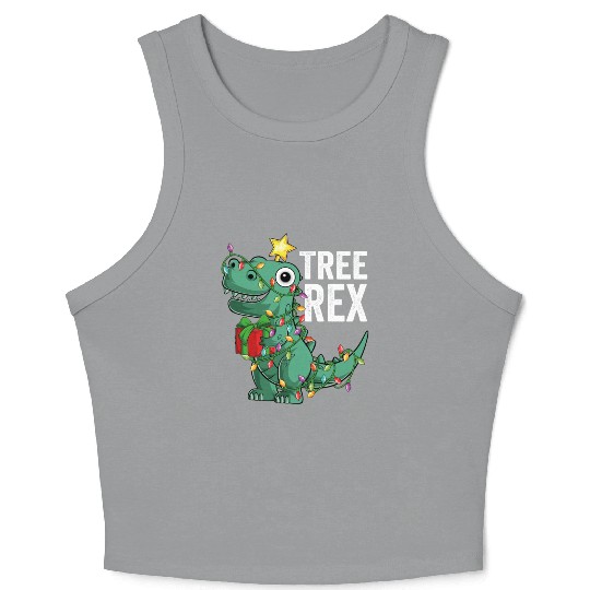 Kids Christmas Dinosaur Tree Rex Pajamas Toddler Crop Tank Top