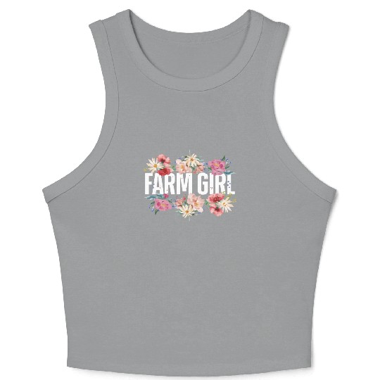Farming Farmer Girl Flower Floral Crop Tank Top