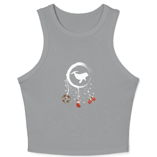 Winter dreamcatcher Christmas Dolphin Crop Tank Top